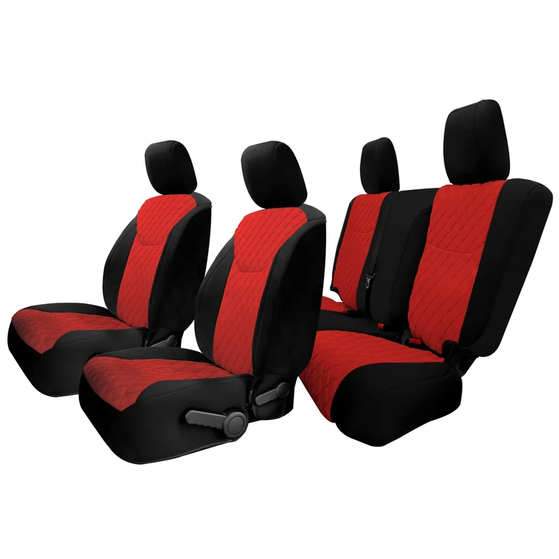 FH Group Neosupreme Full Set Custom Fit Automotive Seat Covers For 2007-2018 Jeep Wrangler JK 4DR, 1st/2nd Row, Water Resistant Red