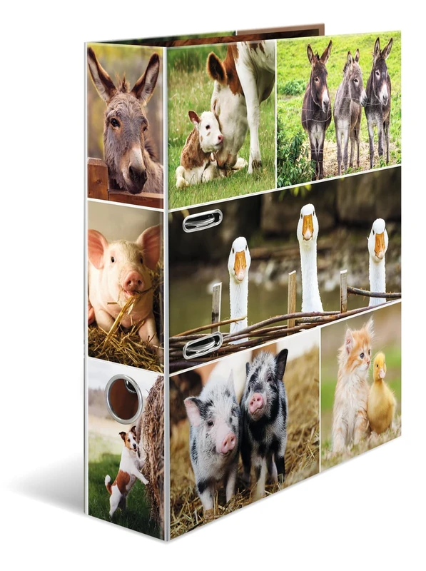 HERMA Lever Arch File Animal Worlds with Farm Animals Motif, A4, 70 mm Spine, with Inner Print, Pack of 10