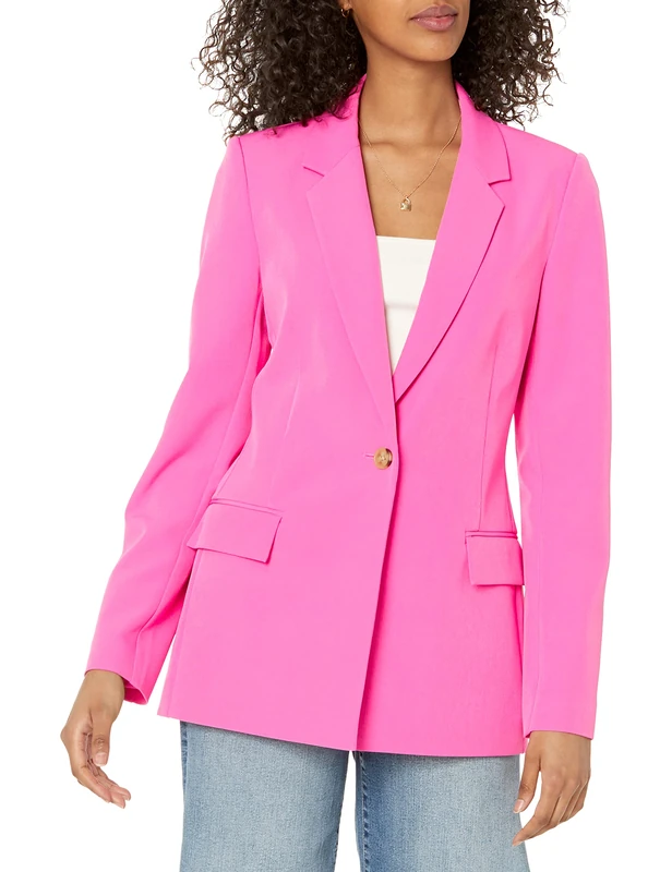 The Drop Women's Blake Long Blazer, Rose Pink, M