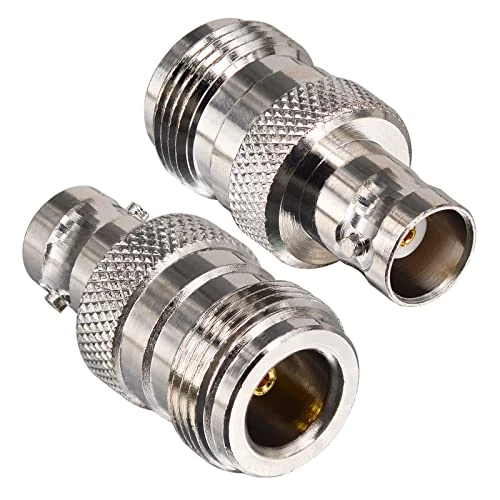 Boobrie N Type Female to BNC Female RF Connector Adapter for Two-way Radio, Wireless LAN Device, WiFi Analyzer, RF Antenna - Pack of 2