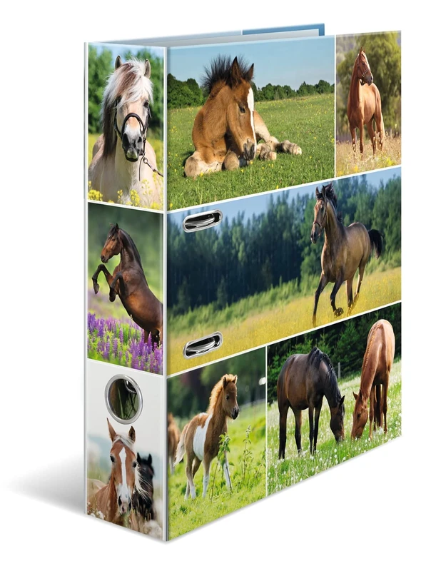 HERMA Lever Arch File Animal Worlds with Horse Meadow Motif, A4, 70 mm Spine, with Inner Print, Pack of 10