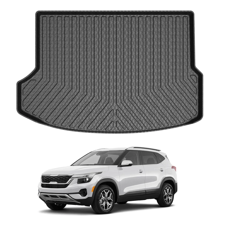 Mixsuper Custom Fit for Cargo Liner 2021 2022 Kia Seltos with Subwoofer Trunk Liner All Weather Rear Cargo Trunk Floor Mat