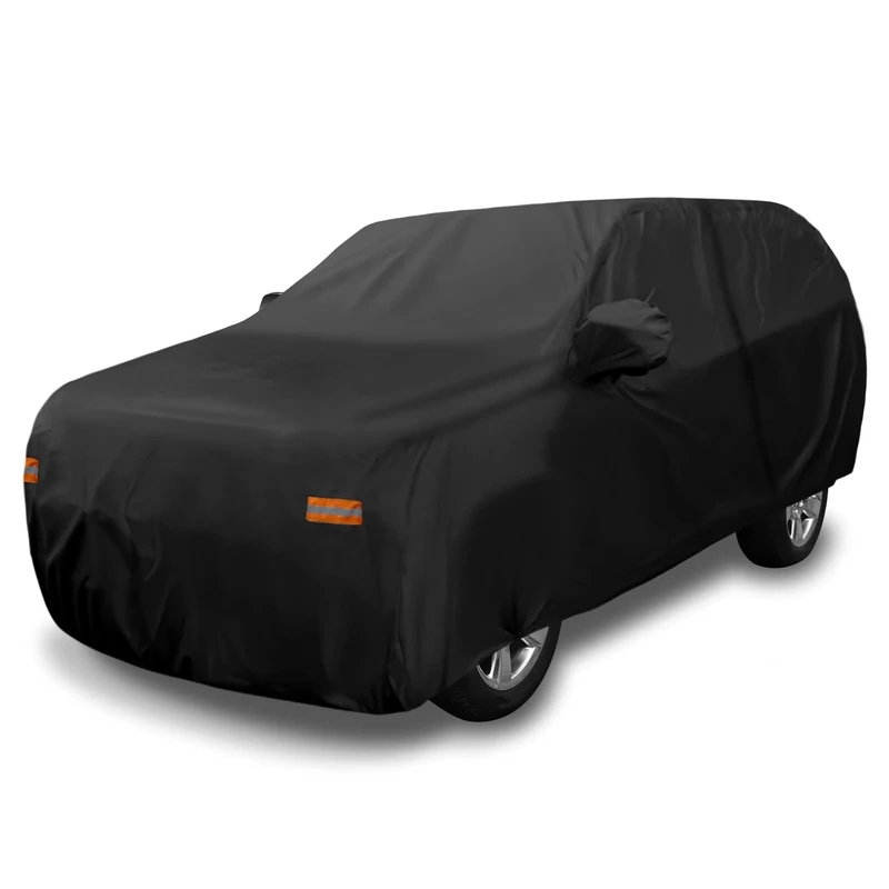 X AUTOHAUX SUV Car Cover for Chevrolet Tahoe 4 Door 2021 Waterproof Sun Rain Dust Wind Snow Protection 190T PU with Driver Door Zipper Black