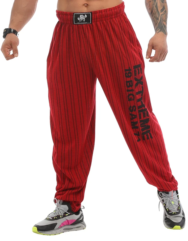 Big SAM Sportswear Company Men's Baggy Sweatpants with Pockets, Oldschool Loose Fit Gym Pants, Burgundy, XXL