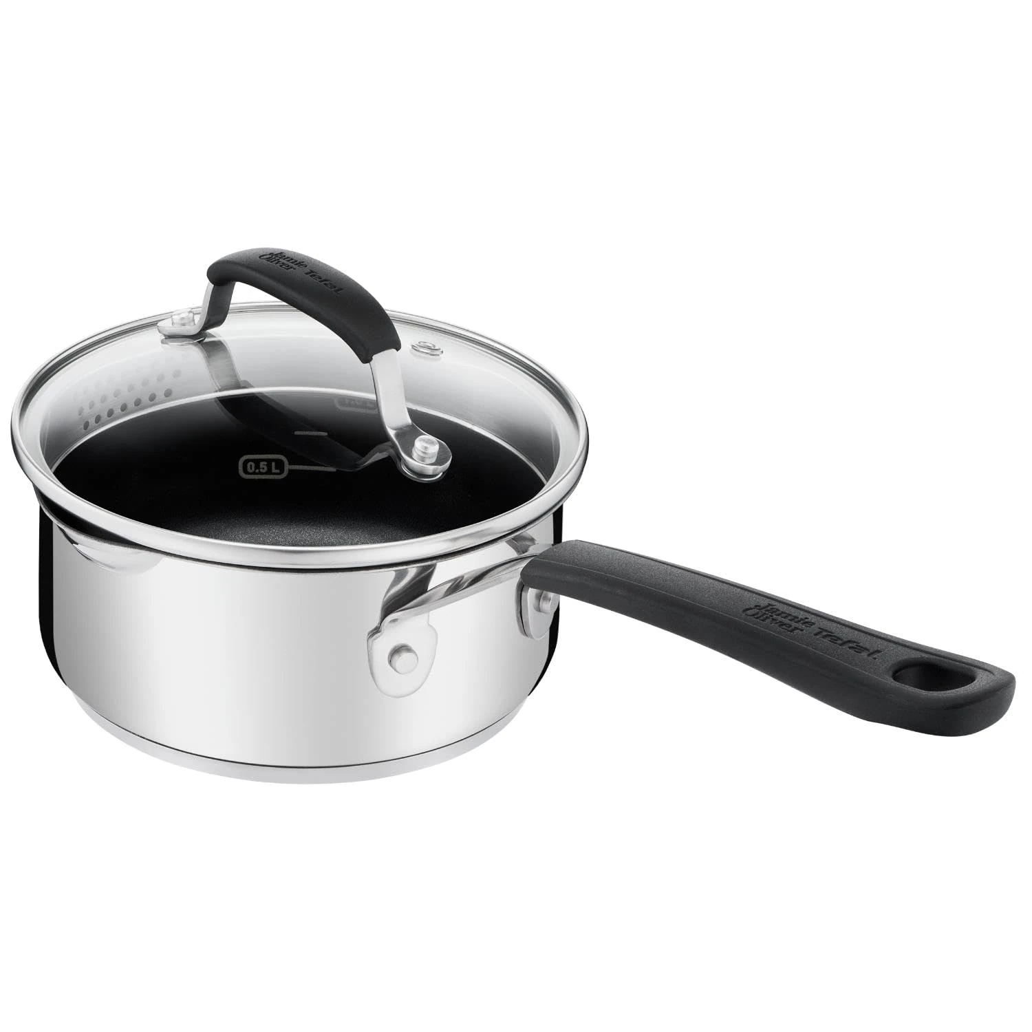 Jamie Oliver By Tefal Quick & Easy E3032244 Stainless Steel 16cm Induction Sauce Pan With Glass Lid