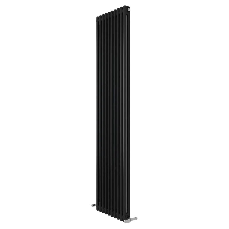 iBathUK Regency Wall-Mounted Vertical 2 Column Radiator, Steel Cast Iron Style High Thermal Output Hydronic Central Heating, Traditional Designer Radiator in Matt Anthracite, 1800 × 470mm