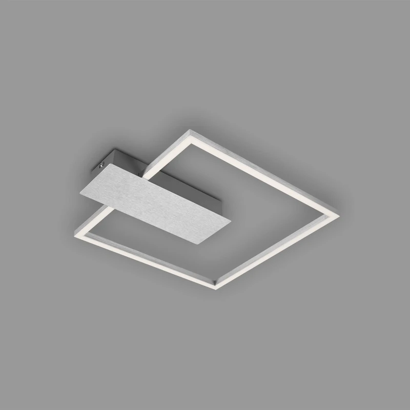 BRILONER Leuchten - LED Ceiling Light Dimmable in 3 Levels, Memory Function, Warm White Light Colour, LED Ceiling Light, Square, Aluminium-Coloured, 375 x 320 mm
