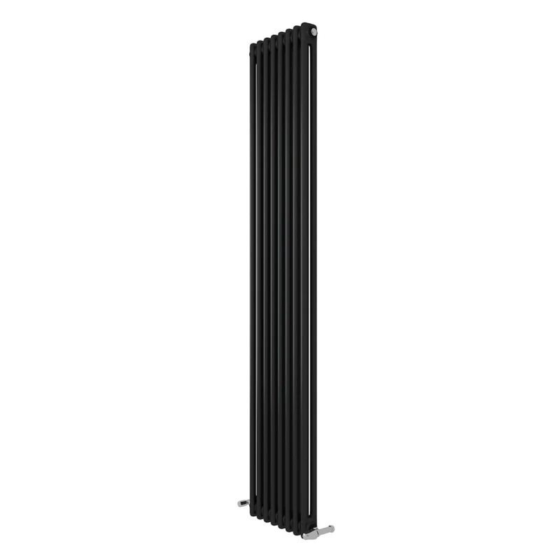 iBathUK Regency Wall-Mounted Vertical 2 Column Radiator, Steel Cast Iron Style High Thermal Output Hydronic Central Heating, Traditional Designer Radiator in Matt Anthracite, 1800 × 380mm