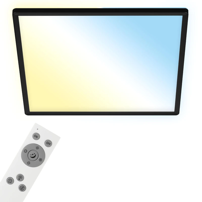 BRILONER - Smart LED Ceiling Light, Works with Amazon Alexa, WiFi Lamp, Backlight Effect, Colour Temperature Control, Dimmable Ceiling Light Remote Control, LED Panel, Black, 42 x 42 cm