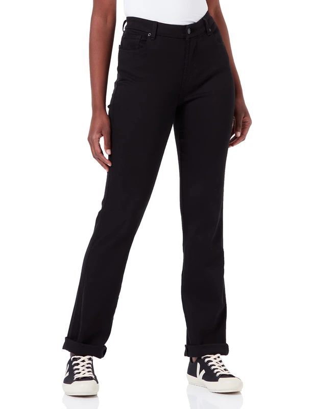 7 For All Mankind Women's Kimmie Straight Bair Eco Jeans, Black, Regular