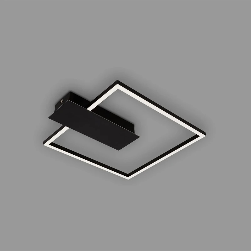 BRILONER Leuchten - LED Ceiling Light Dimmable in 3 Levels, Memory Function, Warm White Light Colour, LED Ceiling Light, Square, Black, 375 x 320 mm