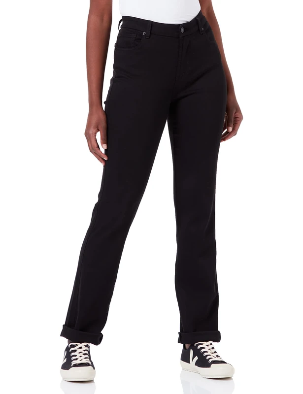 7 For All Mankind Women's Kimmie Straight Bair Eco Jeans, Black, 31W x 31L