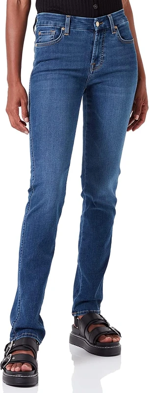 7 For All Mankind Women's Kimmie Straight Bair Eco Jeans, Mid Blue, Regular