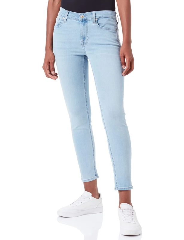 7 For All Mankind Women's The Ankle Skinny Bair Eco Jeans, Light Blue, 10