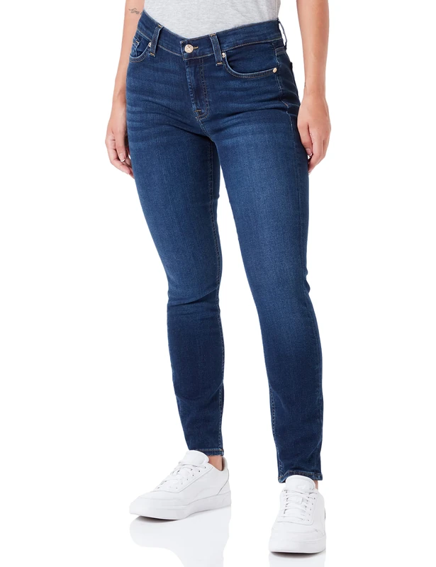 7 For All Mankind Women's The Ankle Skinny Bair Eco Rinsed Indigo Jeans, Dark Blue, 24W x 24L