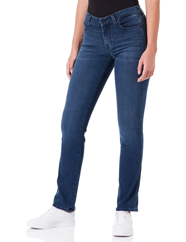 7 For All Mankind Women's Kimmie Straight Bair Eco Park Avenue Jeans, Dark Blue, 31W x 31L