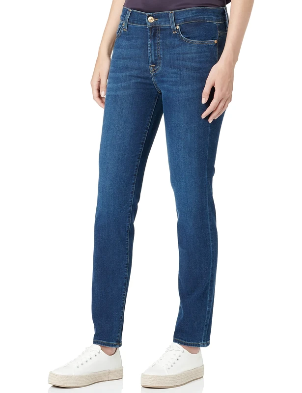 7 For All Mankind Women's Roxanne Bair Eco Rinsed Indigo Jeans, Dark Blue, 24W / 24L