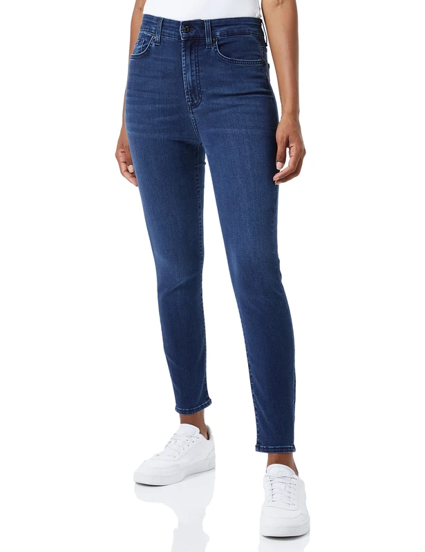 7 For All Mankind Women's Aubrey Bair Eco Jeans, Dark Blue, 24W x 24L