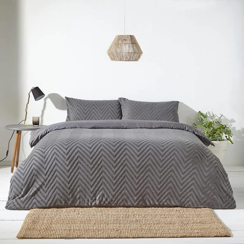 furn. Yard Chevron Tuft Duvet Cover Set - King - Charcoal