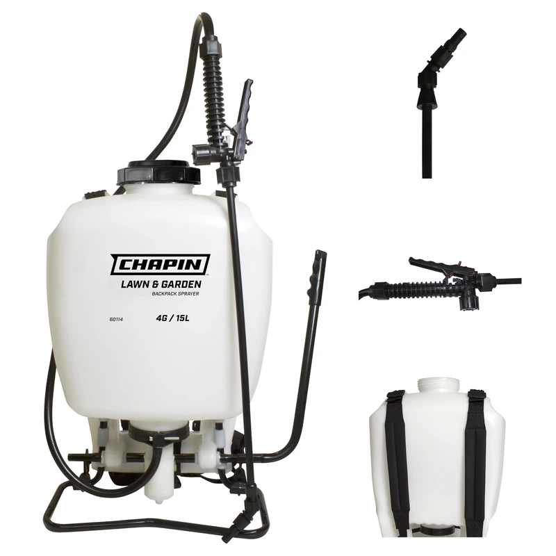 Chapin 60114 4-Gallon Poly Backpack Sprayer with 3-Stage Filtration System for Fertilizers, Herbicides, Weed Killers and Pesticides