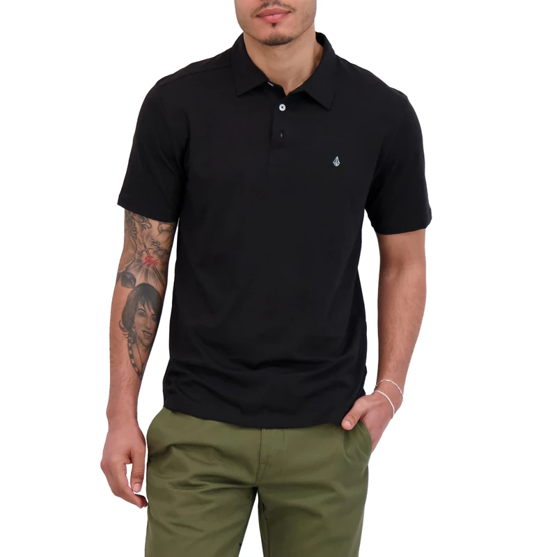 Volcom Men's Banger Polo Shirt, Tinted Black, XL - Image 1