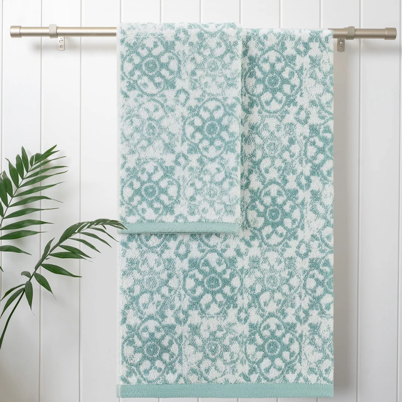 Jessica Simpson – Bath Towel 4 Piece Set | Aziza | Premium Bathroom Décor | Includes 2 Hand Towels and 2 Shower Towels | 100% Cotton & Machine Washable | Forget Me Not Blue - Image 1