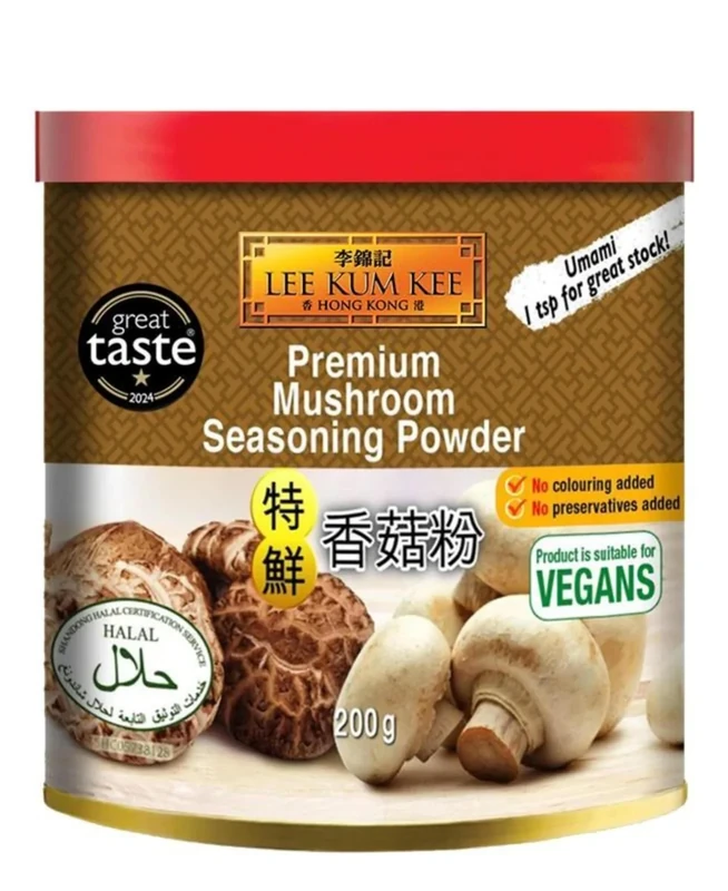 LKK Premium Mushroom Seasoning Powder 200g | All-Natural Umami Boost | Vegan | Gluten Free | No MSG | Ideal for Soups, Stir-Fries, Broth & Marinades