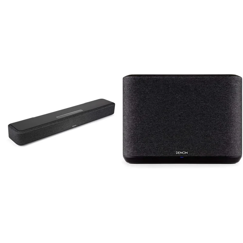 Denon Home 550 Compact Sound Bar for TV, Bluetooth Soundbar for Sound System, Dolby Atmos & DTS:X, Dolby Vision, HEOS Built-In, WiFi, Airplay 2, Alexa Built-In eARC, Black with Wireless Speaker