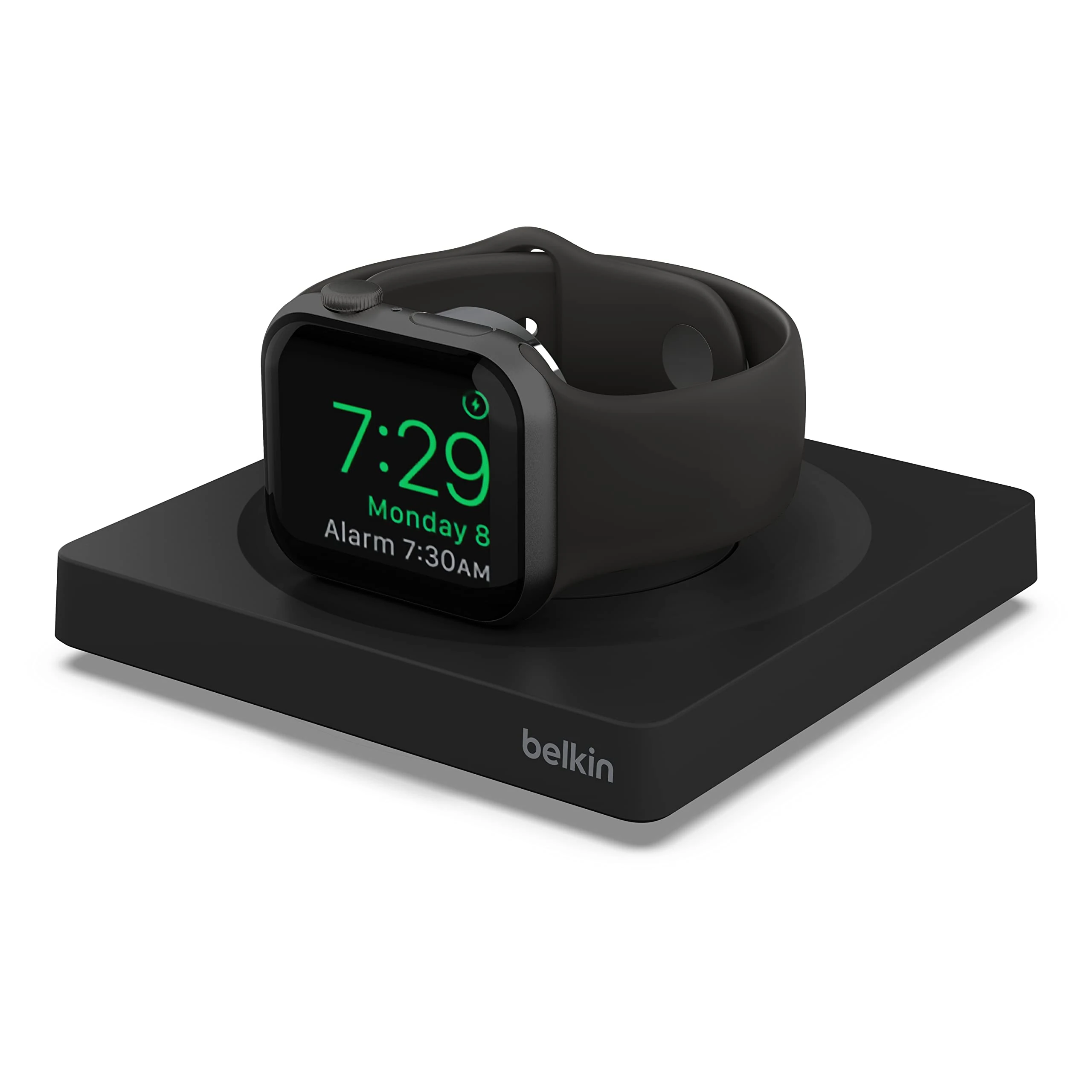 Belkin Apple Watch Charger, MFi Certified Wireless Fast Charging Travel Pad with Nightstand Mode, Minimalist Design and Included USB Type C Cable for Apple Watch Series 8, 7, 6, 5, 4, Ultra and More
