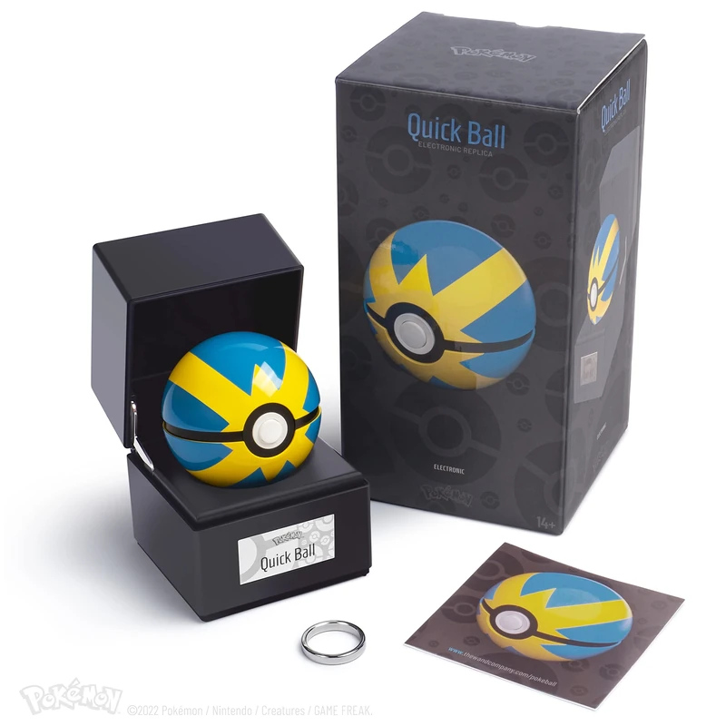 The Wand Company Original Poké Ball Authentic Replica - Realistic, Electronic, Die-Cast Authentic Replica with Display Case Light Features. Officially Licensed by Pokémon (Quick Ball)
