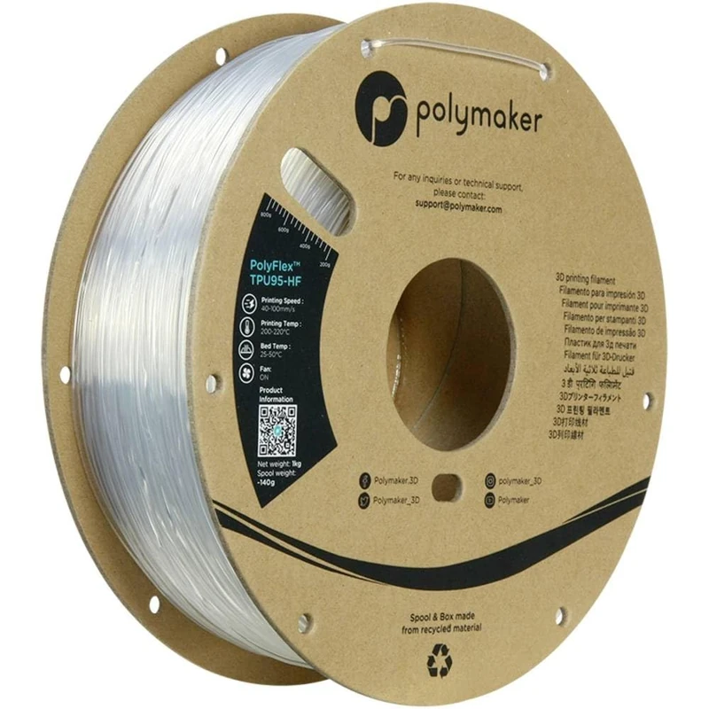 Polymaker PolyFlex TPU 95A High Flow Filament - 1.75mm Clear