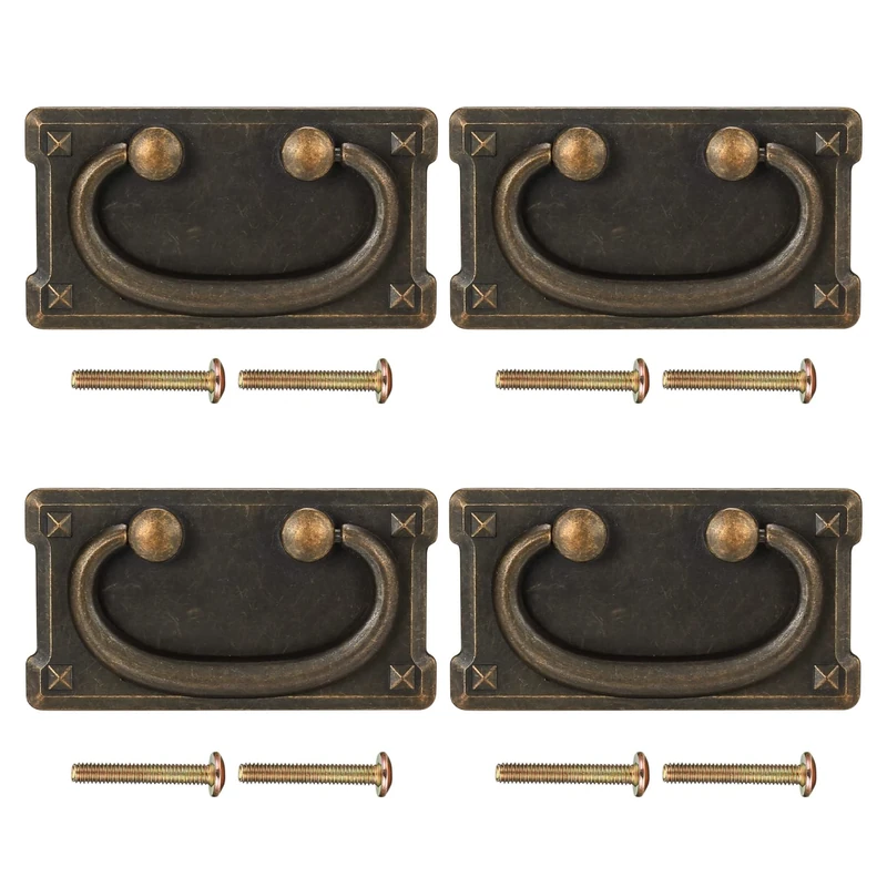PZIHAO 4Pc Drawer Pulls - Antique Furniture Cupboard Knobs & Handles for Bedroom Wardrobe Drawer Cabinet
