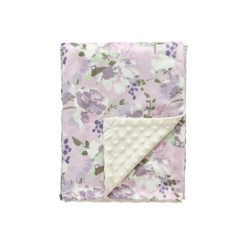 CREVENT Baby Blanket for Girls Soft Plush Receiving Gift for Newborns Toddlers (Cute Printing + Dot Backing - Lavender Grapes 75cmX100cm)