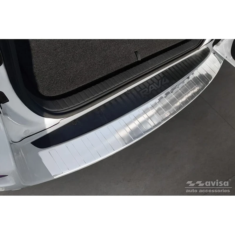 Avisa Stainless Steel Rear bumper protector compatible with Toyota RAV-4 III 2005-2008 & FL 2008-2012 'Ribs' (only suitable without spare wheel)