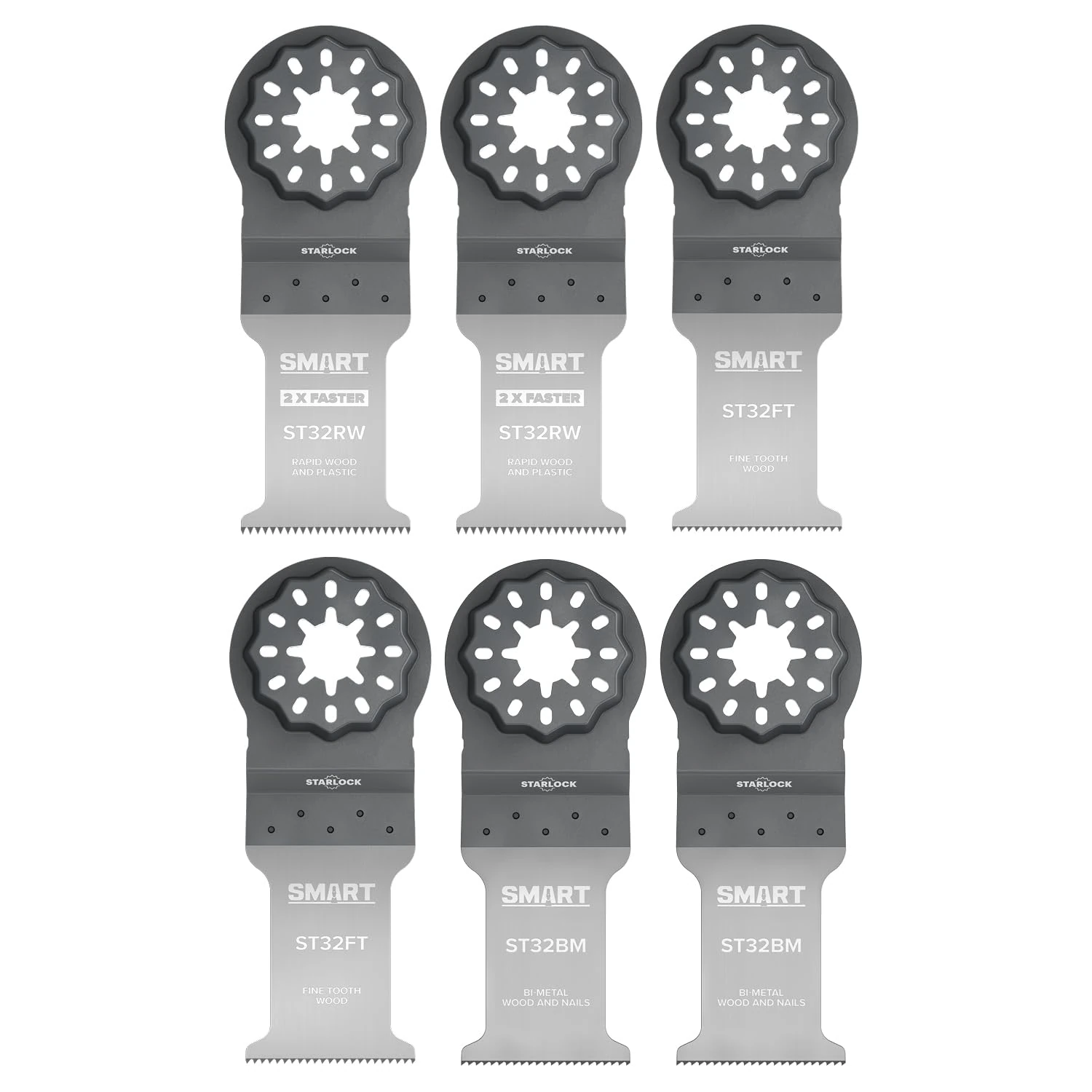 SMART 6 Piece Starlock Fitment Multi Tool Blade Set, 6 x Multitool Blades, ST6MAK