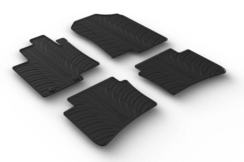 GLEDRING Set of Rubber Mats Compatible with Hyundai Bayon 2021 (T Profile 4-Piece + Mounting Clips)