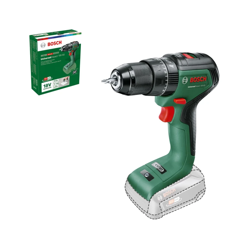 Bosch Cordless Hammer Drill UniversalImpact 18V-60 (Without Battery, 18 Volt System, in Carton Packaging)