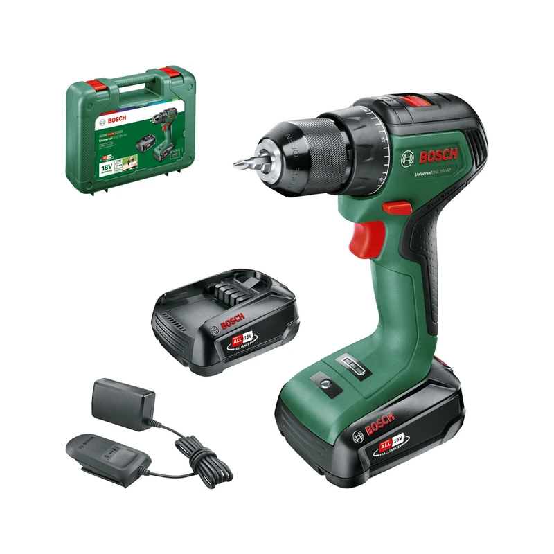 Bosch Home and Garden Home and Garden UniversalDrill Cordless Screwdriver 18V-60 with 2 Batteries and 18V System - Black