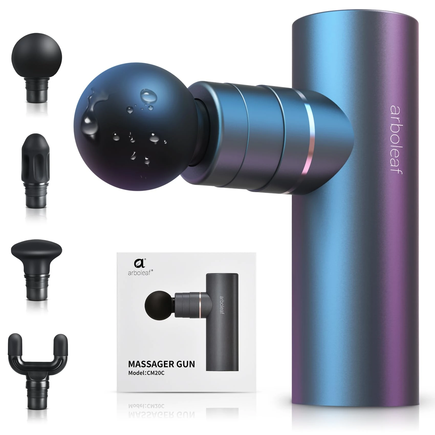 Massage Gun Mini Deep Tissue, arboleaf Muscle Massage Gun with 4 Silicone Heads 5 Speeds, 3200 RPM 1.03lb Portable Quiet Percussion Massage Guns for Muscle Relaxation, Long Battery Life Type -C