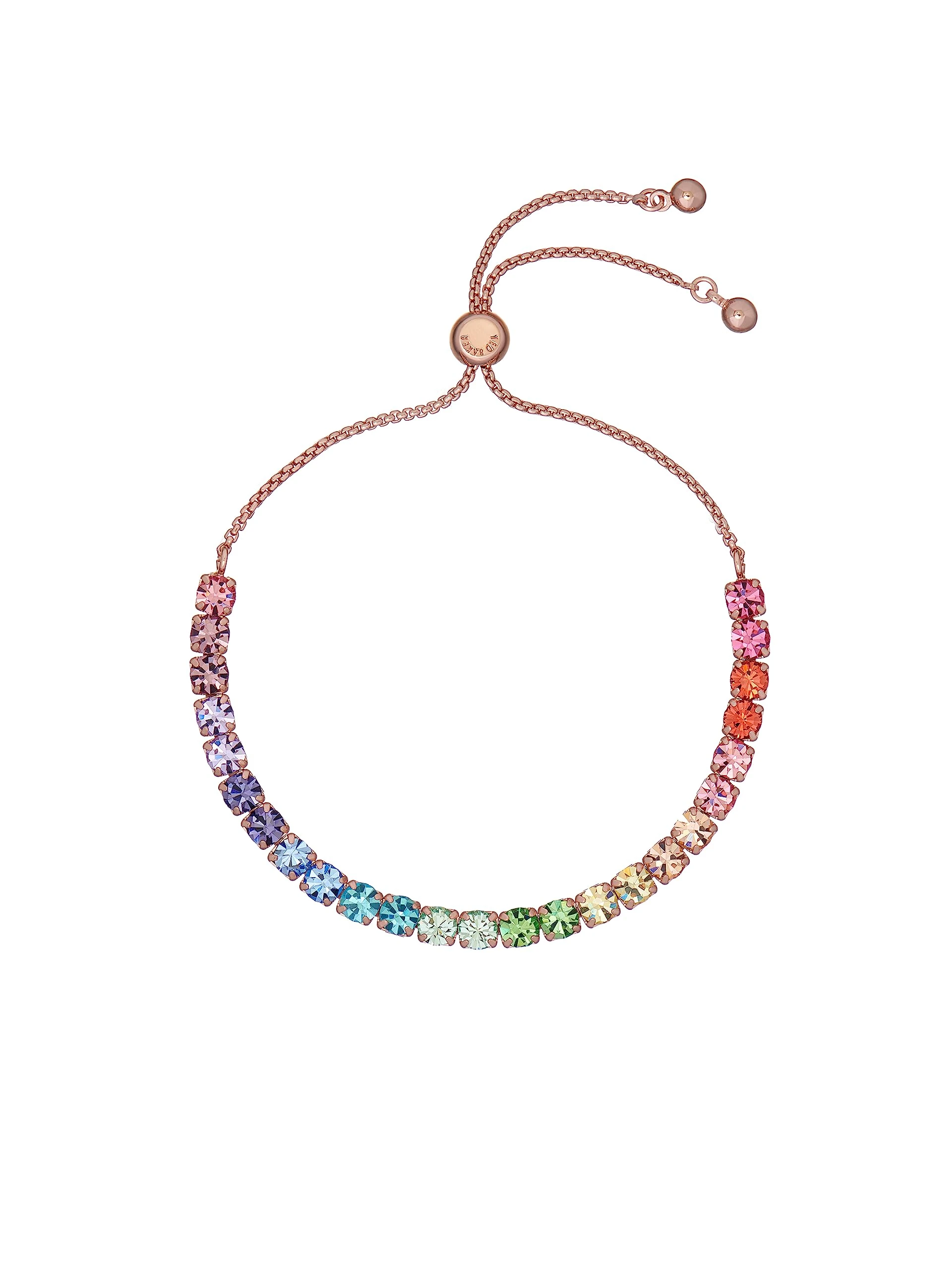 Ted Baker Melrah Crystal Adjustable Tennis Bracelet For Women (Rose Gold/Rainbow Crystal)