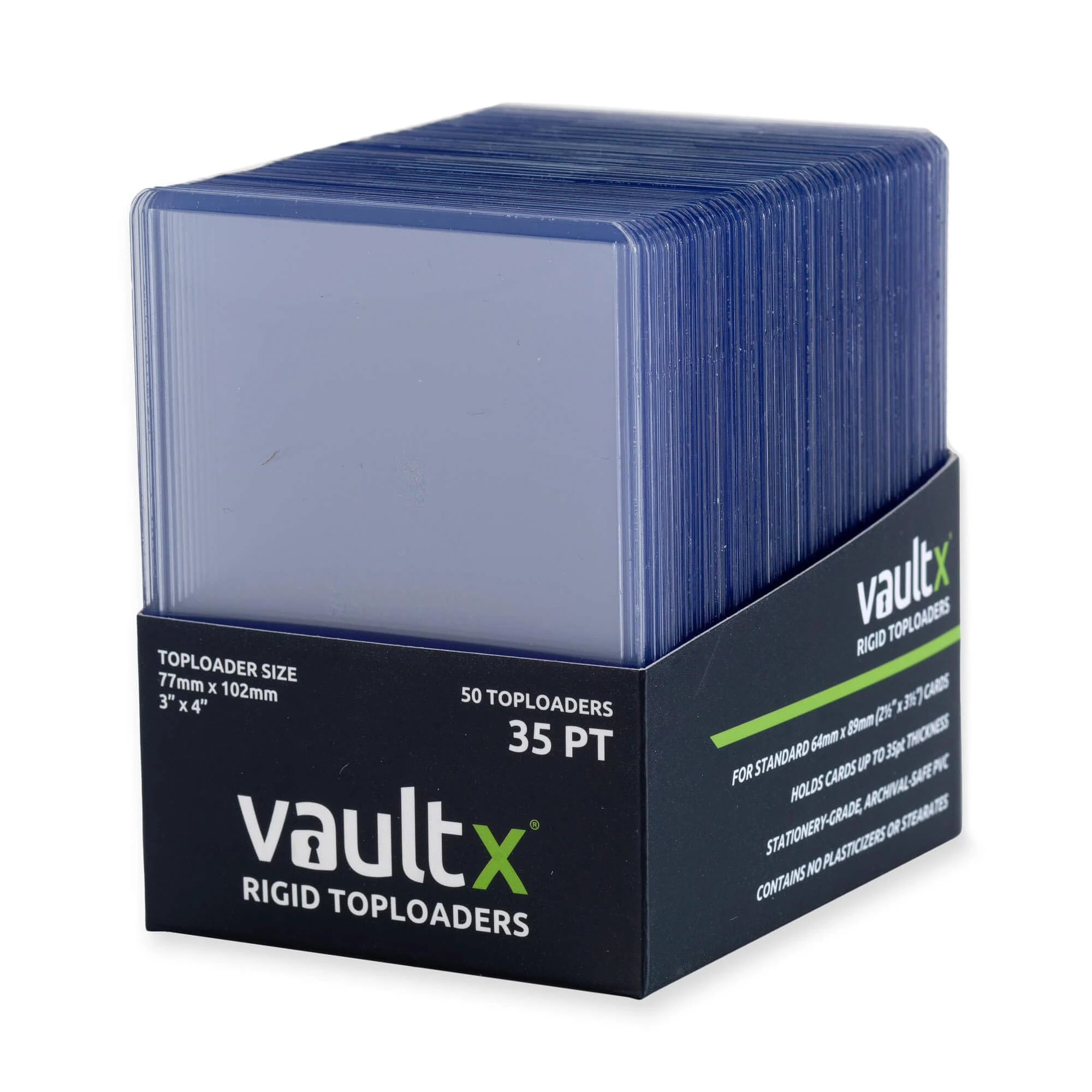 Vault X Toploaders 35pt, Trading Cards, Premium Extra Thick, 3" x 4" Seamless Rigid Card Holders, Hard Sleeves, Clear Protection for Collectible Card Games, Sports, TCG (50 Pack)