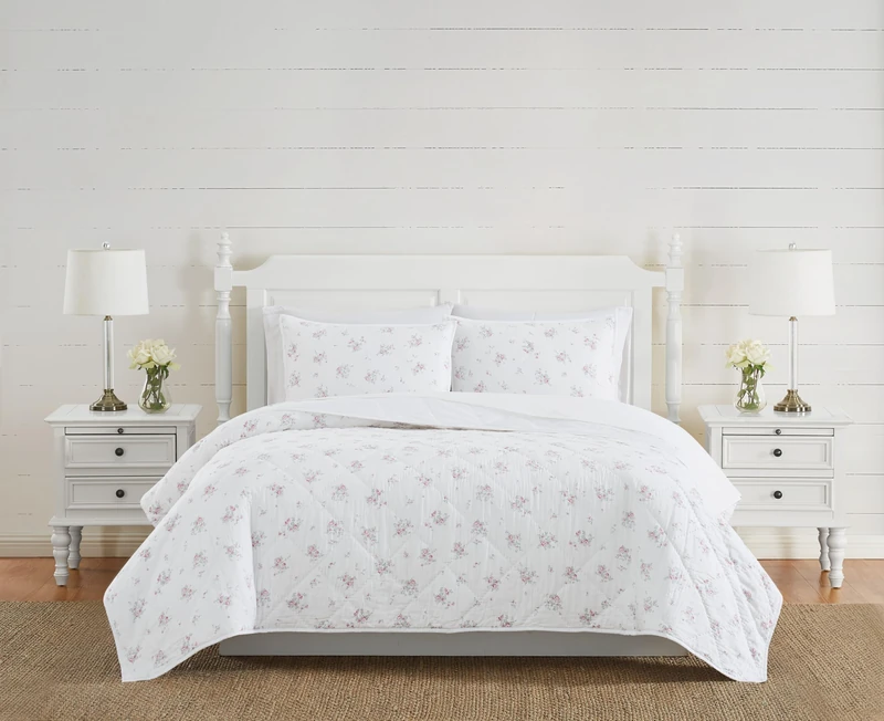 The Farmhouse by Rachel Ashwell Rosebury, Cotton, White/Pink, King