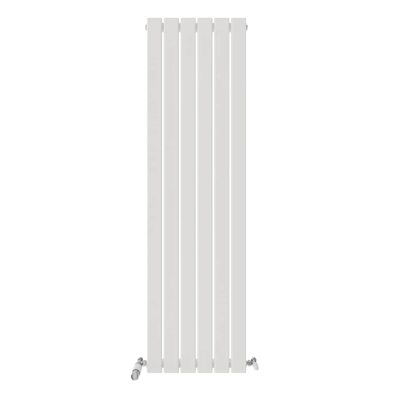 iBathUK Apex Wall Mounted Vertical Single Slim Flat Panel Radiator, 6-Column Steel, Hydronic Central Heating, High Thermal Output, Modern Designer Radiator for Bathroom in Matt White, 1600x456 mm