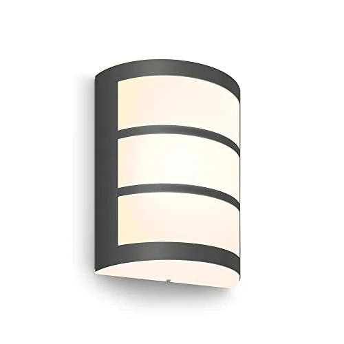 Philips LED Python Outdoor 6W Wall Light [Warm White - Anthracite Grey] Water Resistant IP44, For Garden, Patio and Terrace Lighting.