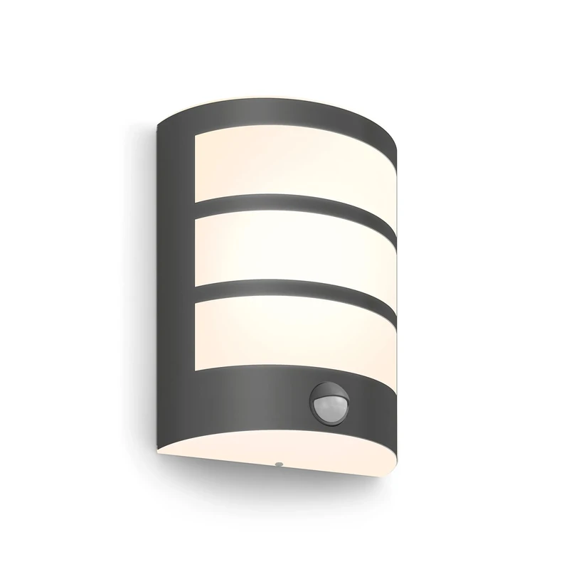 Philips LED Python Outdoor 6W Wall Light with Motion Sensor [Warm White - Anthracite Grey] Water Resistant IP44, For Garden, Patio and Terrace Lighting.