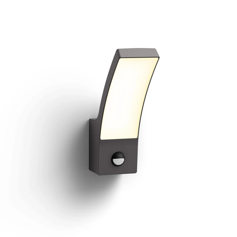 Philips LED Splay Outdoor Wall Light with Motion Sensor [Warm White - Anthracite Grey] Water Resistant IP44, For Garden, Patio and Terrace Lighting.