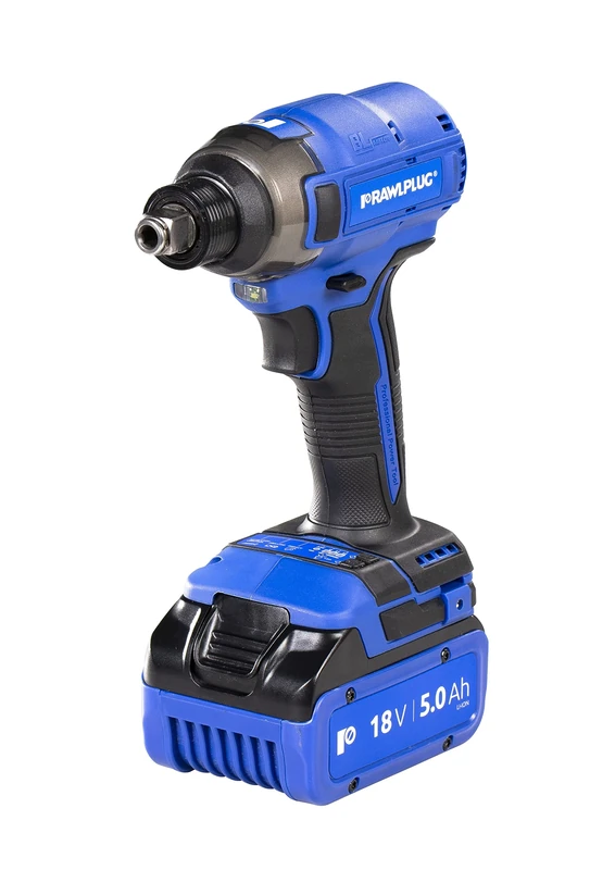 Rawlplug Cordless Impact Driver 1/2 Inch | Multihead Tool Holder Set with Charger and 2 Li-Ion Batteries 5.0Ah | Impact Wrenches 18V Brushless 210Nm | Electric Wrench with Case and Work Gloves