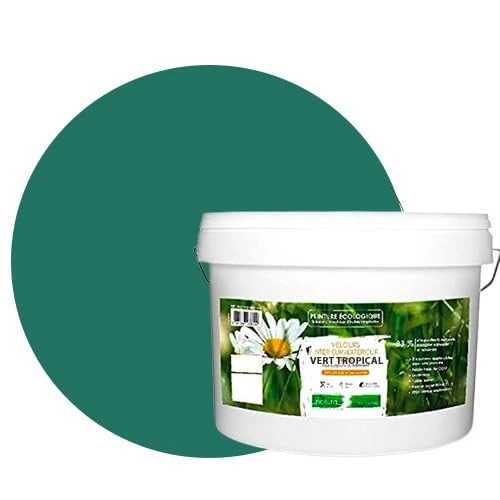 BOX DECO COULEURS Natural ecological paint for indoor and outdoor use, velvet look, Natura – 10L / 130 m² [Energy Class A+], Tropical Green