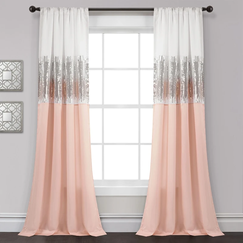 Lush Decor Night Sky Window Curtain Panel (Single Panel), 84" L x 42" W, White & Blush