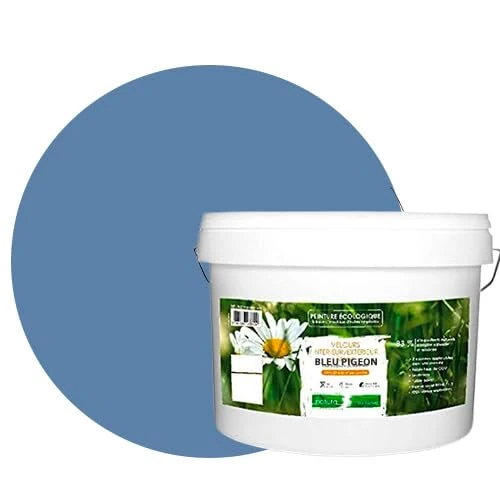 BOX DECO COULEURS Natural ecological paint for indoor and outdoor use, velour look, Natura – 10L / 130 m² [Energy Class A+], Pigeon Blue - Image 1